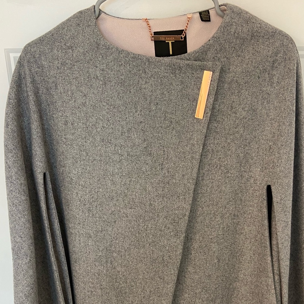 Ted Baker Gray Wool Cape Size Small